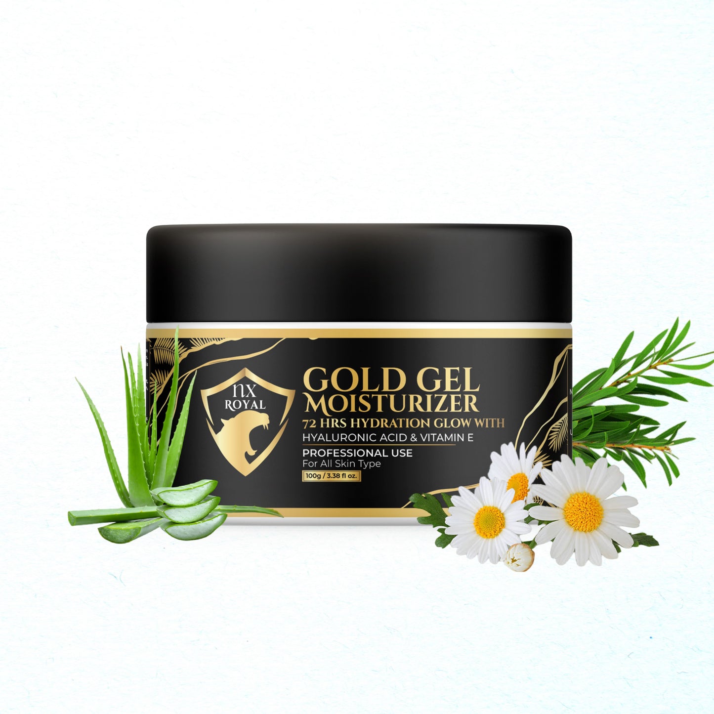 GOLD GEL MOISTURIZER | HYALURONIC ACID & VITAMIN E | PROFESSIONAL USE | FOR ALL SKIN TYPE