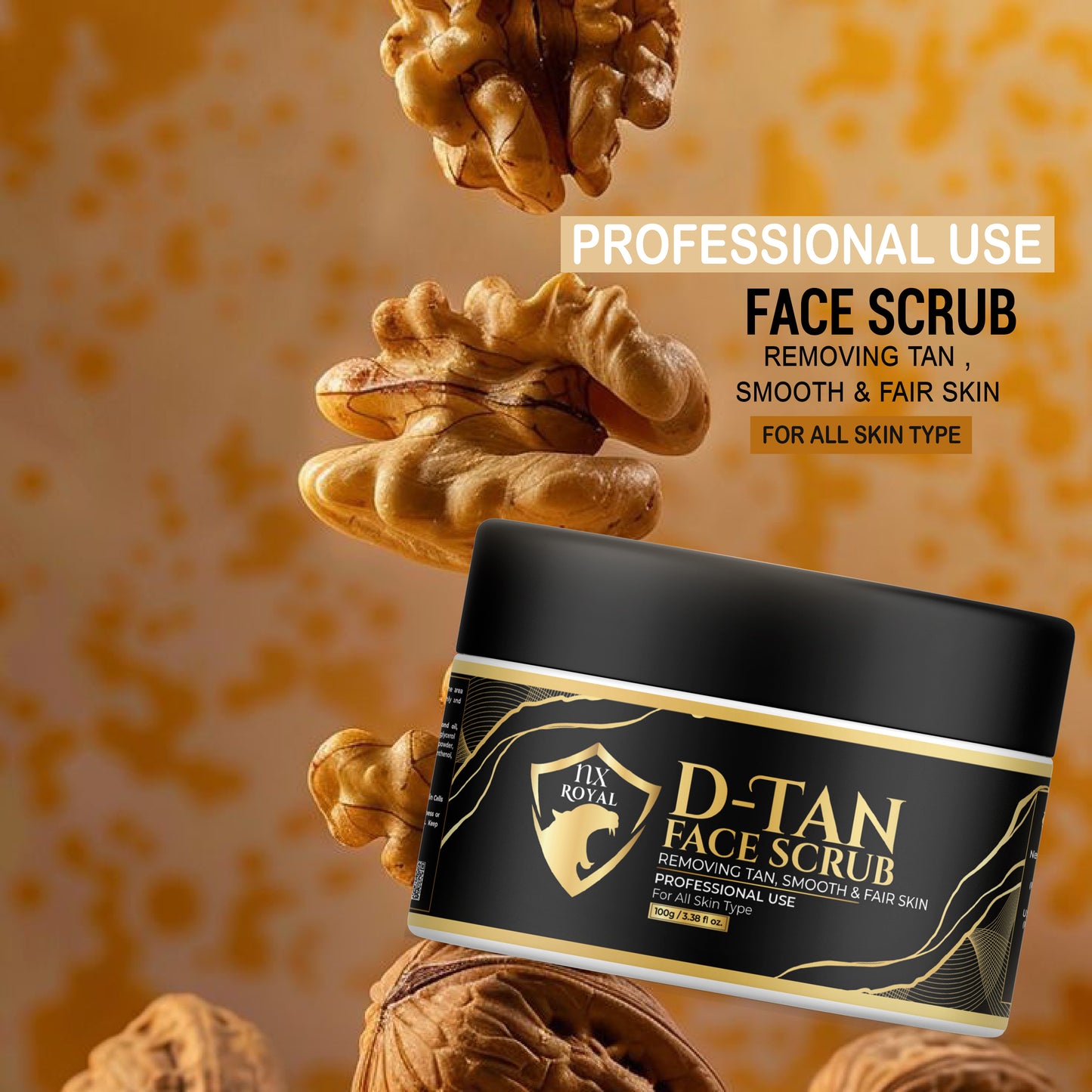 D TAN FACE SCRUB | REMOVING TAN, SMOOTH & FAIR SKIN | PROFESSIONAL USE | FOR ALL SKIN TYPE | 100g