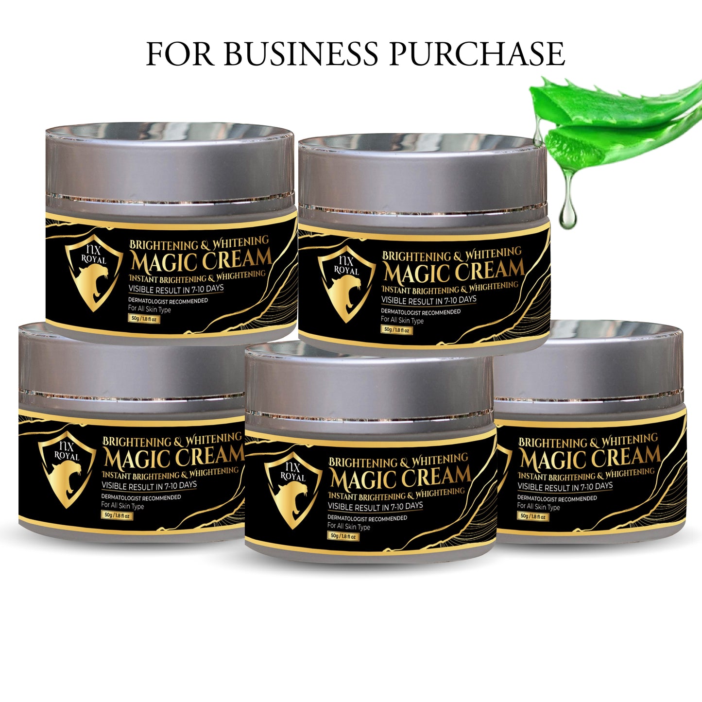 Brightening & Whitening Magic Cream Bundle: 5 Pieces (Visible Results in 7 to 10 Days, 50g Each) - Dermatologist Recommended (For All Skin Types) - Ideal for Bulk Business Purchase