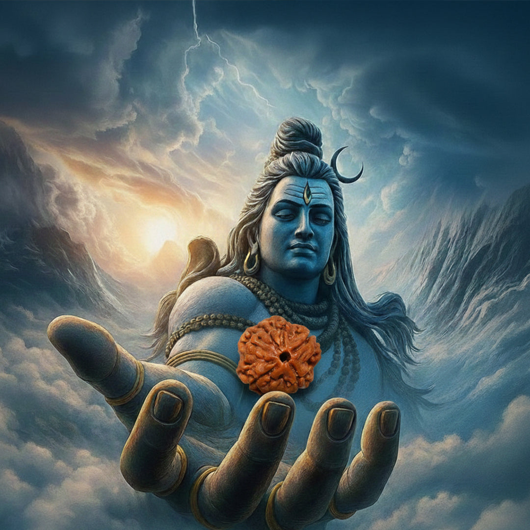 4 Mukha Shiv Rudraksha – Branch Intact (Nepal Origin)