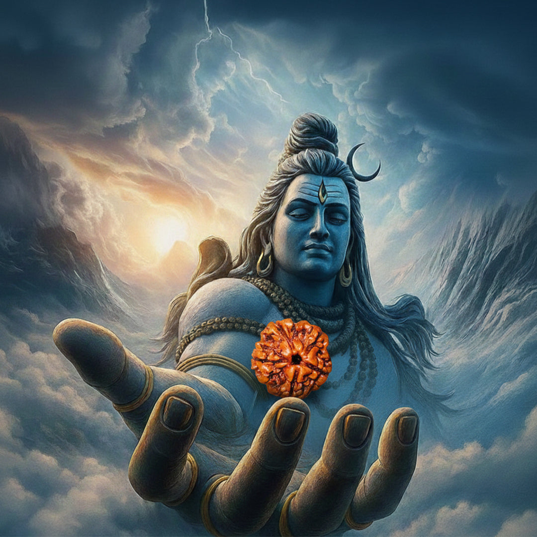 5 Mukha Shiv Rudraksha – Branch Intact (Nepal Origin)