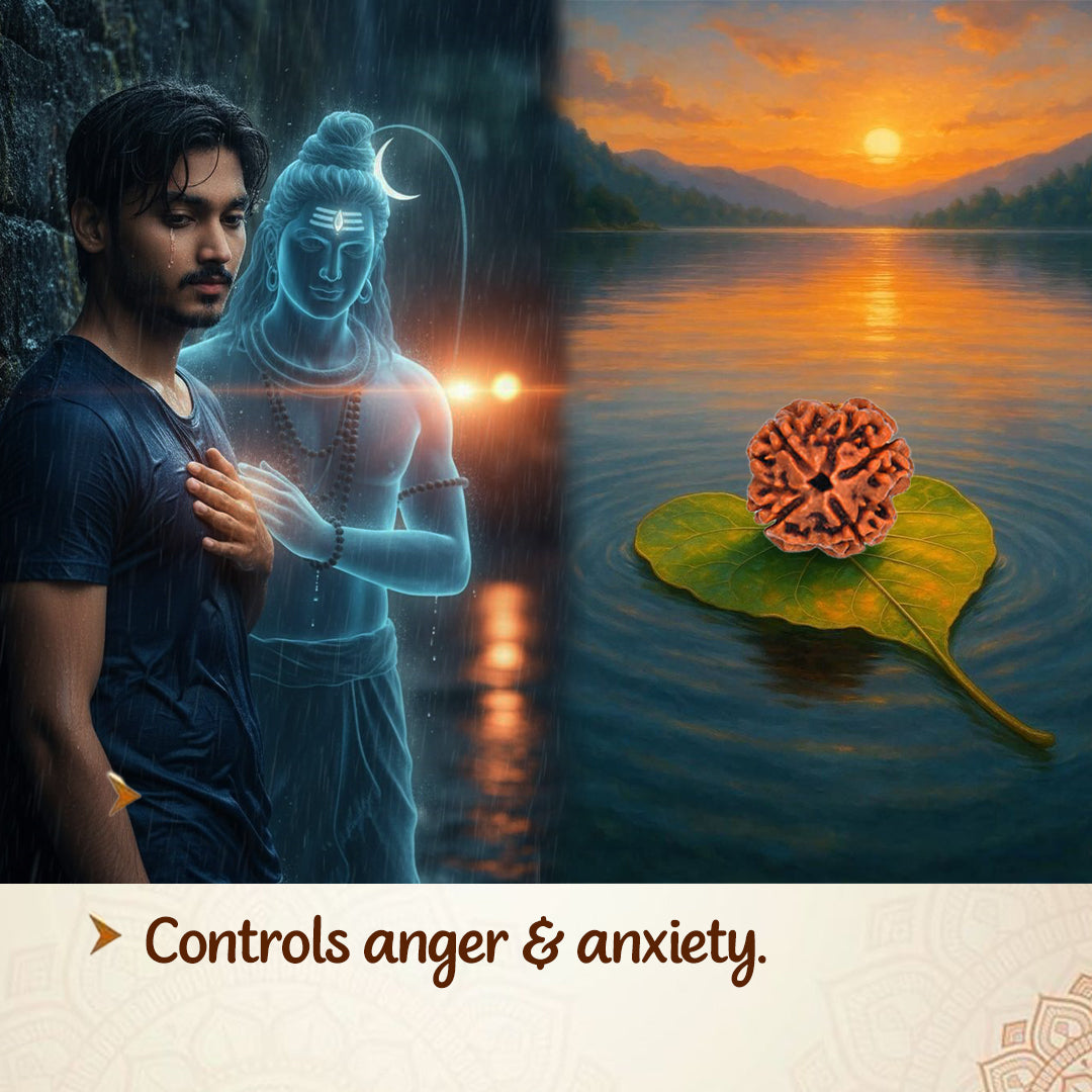 4 Mukha Shiv Rudraksha – Branch Intact (Nepal Origin)