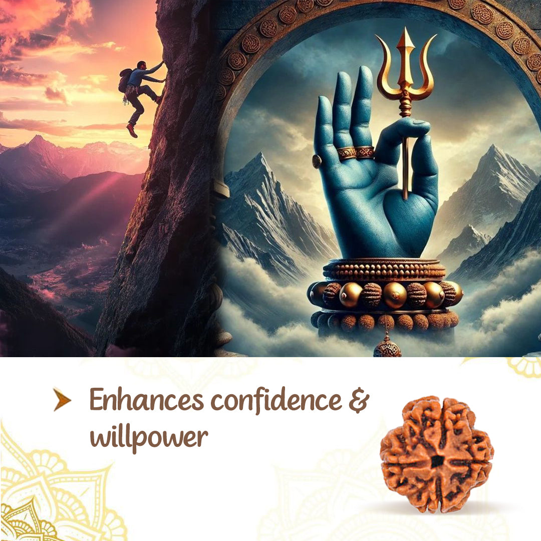 4 Mukha Shiv Rudraksha – Branch Intact (Nepal Origin)