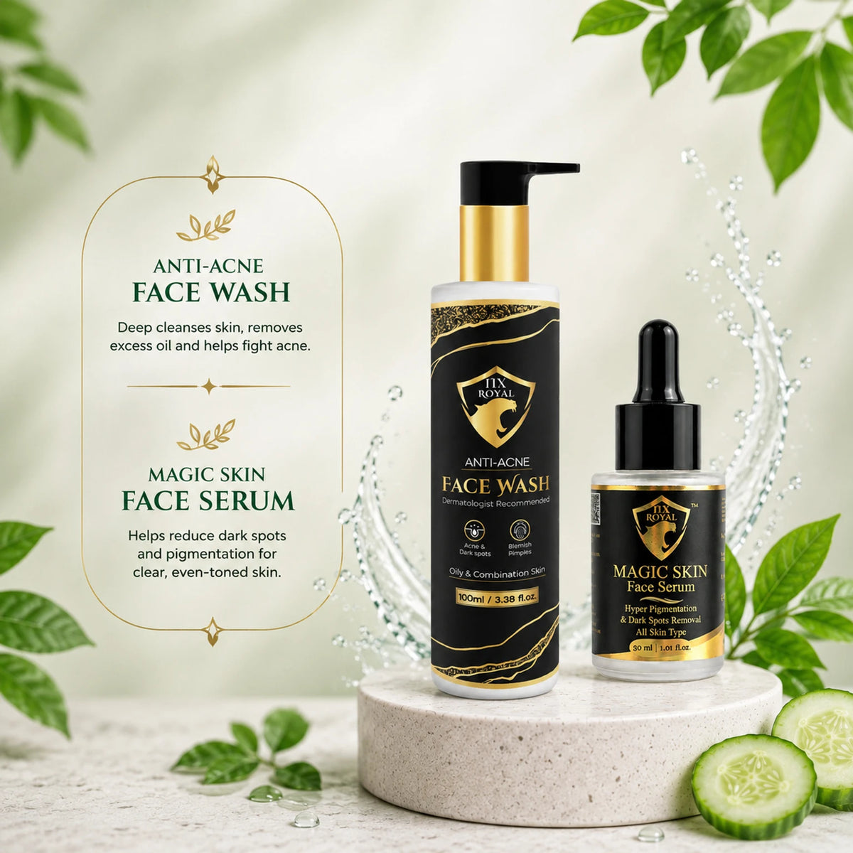 NX Royal Anti Acne Facewash & Magic Skin Serum Combo
